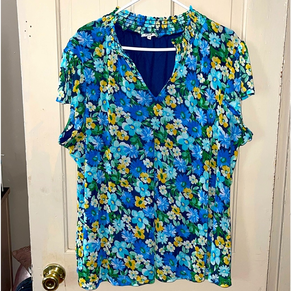 Blue Floral Blouse